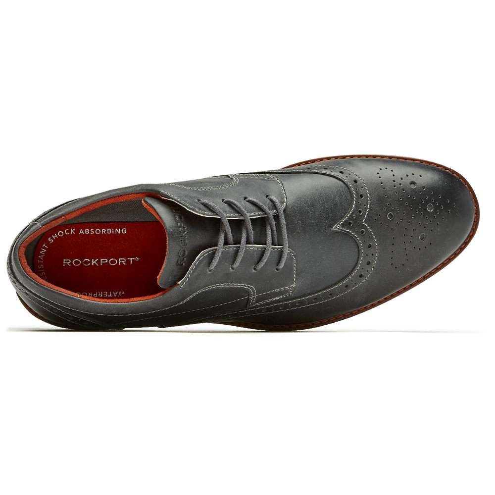 Rockport Mens Lace Up Grey - Dustyn Wingtip - UK 738-EPXYZB